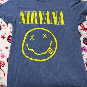NIRVANA women’s  Blue Tee with Yellow Logo